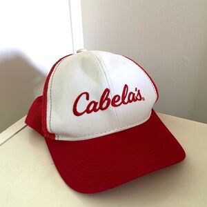 Cabelas Trucker Hat Red/White Snapback Embroidery